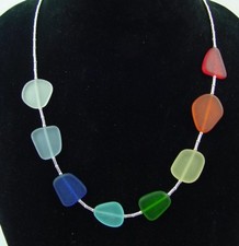 BUTW Tumbled Sea glass beach 7 chakra  clear stone healing necklace 2991D