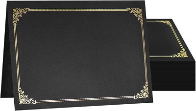Certificate Holders(Black, 50 Packs), Diploma Covers Gold Foil Border for Letter