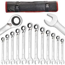 12piece Reversible Ratcheting Combination Wrench Set Metric8mm19mm Chrome Vanadi