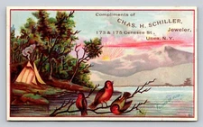 Chas Schiller Jeweler Tent Birds Lake Utica New York P869