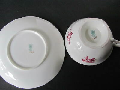 2 VINTAGE COALPORT #8369-B CUP & SAUCER PINK & WHITE - MADE IN