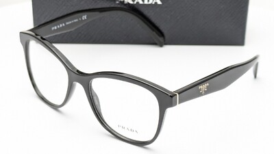 Prada VPR12T 1AB-1O1 Cat Eye Gloss Black Womens Eyeglasses 51mm