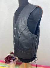 First Classics Motorcyle Vest Western Leather Conceal & Carry Pockets Men’s XL