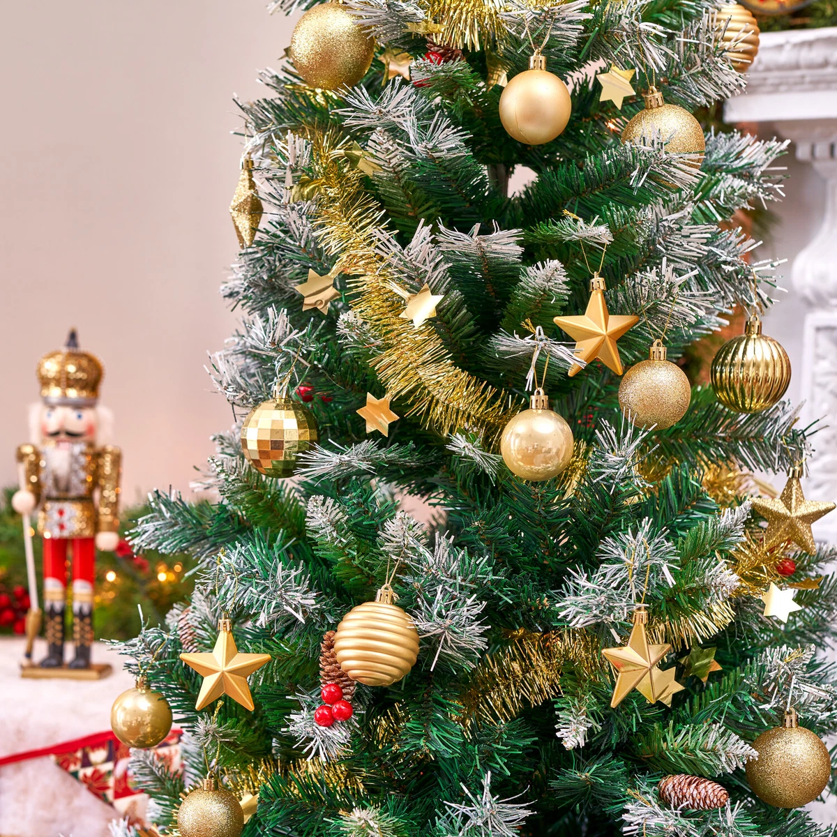 Christmas tree with baubles deals