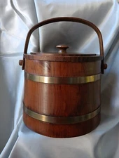 Shoe Shine Firkin Bucket Storage Foot Rests Lid Handle Country Vintage