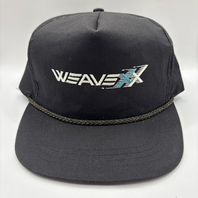 Vintage 80 s WEAVE XX Black Adjustable Trucker Hat Embroidered