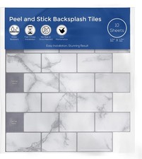 10 Pc 12x12'' Peel Stick Backsplash Kitchen Bathroom Mosaic Tiles Decor Marble