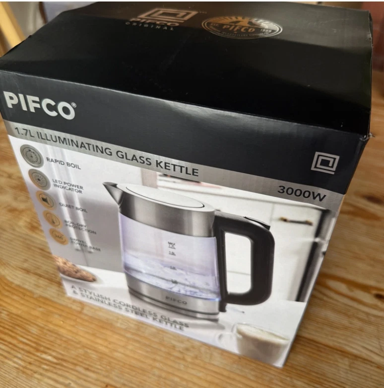 Pifco Illuminating Glass Cordless Kettle 1.7l