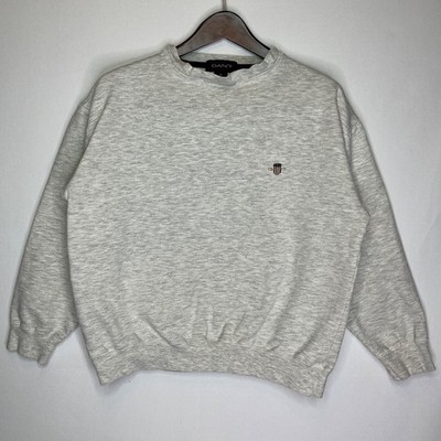 GANT Men s M Gray Melange Crewneck Sweatshirt Small Shield Logo Flawed