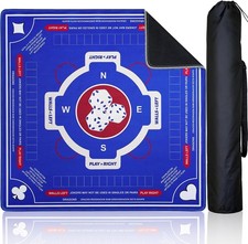 Mahjong Mat for Table 31.5"X31.5" Rubber American Mahjong Mat with Rules, Non Sl