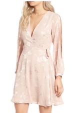 ASTR The Label Women's  Wrap Dress Long Sleeve Open Medium Floral Boho 