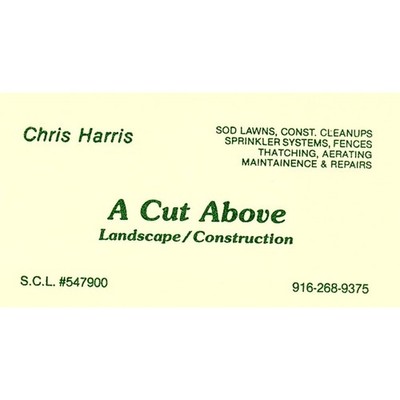 Chris Harris A Cut Above Landscape Auburn CA Vintage Business Card SC9-B1