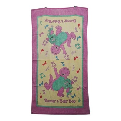 Vintage 1992 Barney & Baby Bop Beach Towel ~ Bath Towel