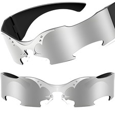 Black & Silver Shield Sunglasses Bionics Costume Futuristic Novelty Shield Space