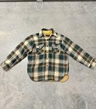 Vintage CPO flannel plaid long sleeve button up wool linen blend