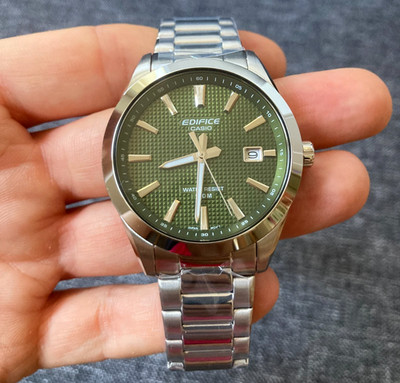 CASIO EDIFICE EFV-160D-3A EDELSTAHL GRÜNES ZIFFERBLATT ANALOG BRANDNEU