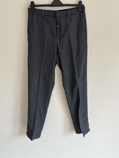 TED BAKER Trousers Waist 32" Hardale Blue Black Houndstooth Straight Fit NEW