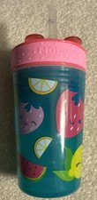Nuby Snack Straw Cup Pink Fruit 9oz Baby Toddler