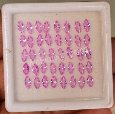 40 Pcs Natural Pink Mogok Ruby 7.80 MM Marquise Certified Loose Gemstone