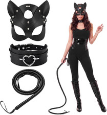 3 Pack Black Cat Costume Accessories Set for Women Halloween Cosplay Adjustabl