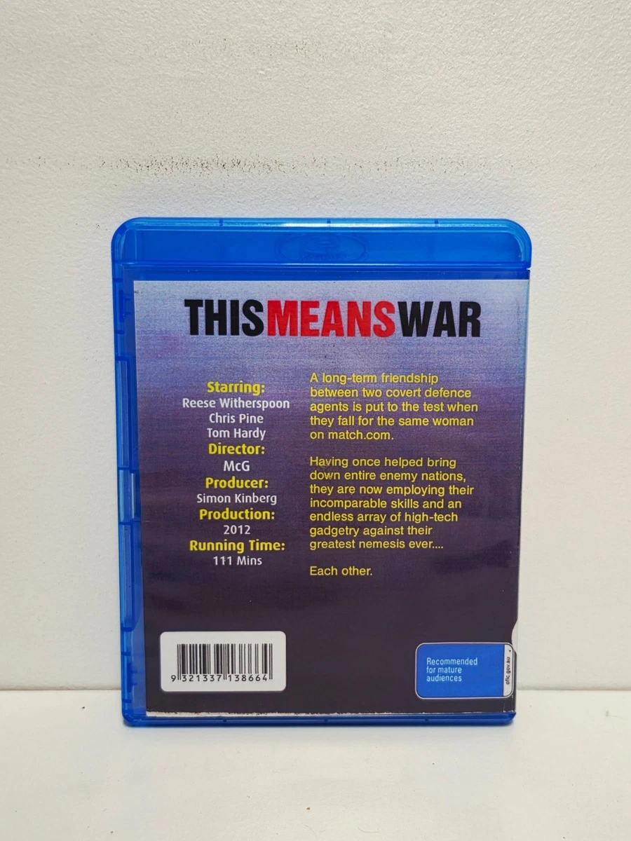 This Means War (Bluray, 2012) *Ex-Rental* Region B + Free Post