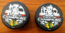 2015 Andrew Desjardins & Dave Runblad 2015 Stanley Cup Autographed Pucks Chicago