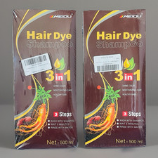 Hair Dye Shampoo 3-in-1 natural healthy Hair WINE RED C-5 Covers Grey 2PK 8/26