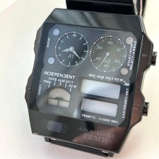 Citizen ANA DIGI TEMP Digital Wristwatch Black Stainless Band Vintage