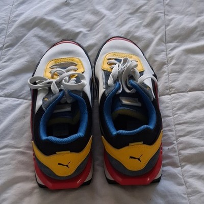 PUMA Low Top Colorblock White Yellow Blue Red Black Sneakers Men's Lace Up