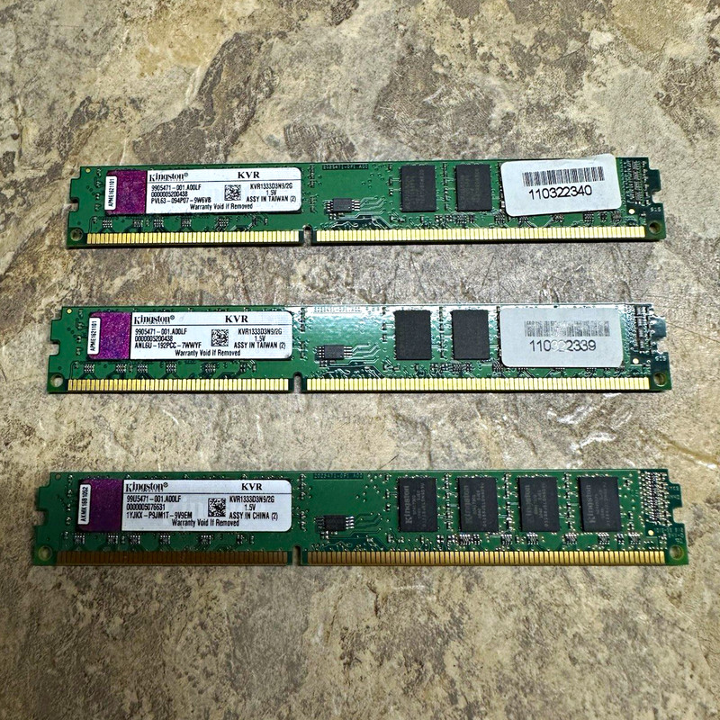 Kingston DDR3-1333 PC3-10600 DIMM 6GB (3x2GB) 240-Pin KVR1333D3N9/2G