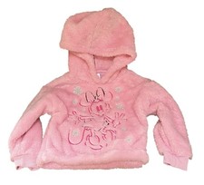 Minnie Mouse Girls 3T Pink Faux Fur Hoodie Disney Soft Pullover New NWT