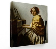 WOMAN AT VIRGINAL, JOHANNES VERMEER - CANVAS ART FLOAT EFFECT/FRAME/POSTER PRINT