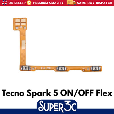 Für Tecno Spark 5 Ersatz EIN/AUS Netz Lautstärketaste Flexkabel - UK Verkäufer