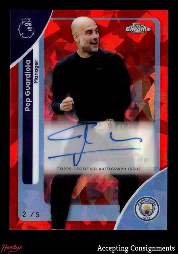 2025-26 Topps Chrome Sapphire English Red Refractor Pep Guardiola AUTO 2/5