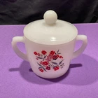 Vintage Fireking Floral Primrose Sugar Bowl With Lid Made In USA