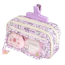 Cute Capybara Pencil Case 8.66x5.51x3.94 In Large Capacity Stationery Organizer