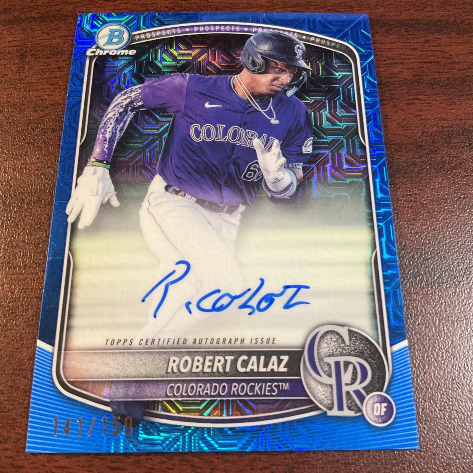 2025 Bowman Chrome Blue Mojo Refractor Auto Rookie Robert Calaz #141/150