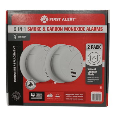 (2 Pack) First Alert Smoke & Carbon Monoxide Alarm Hardwired Battery Backup New