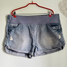 Maternity Denim Shorts Size 16 Under Bump Blue Jeans Very Good Condition