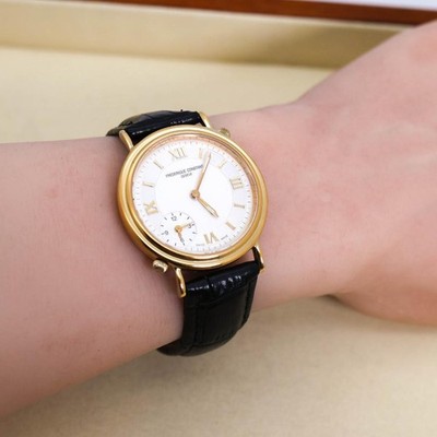 Frederique Constant Classic Collection Dual Time Wristwatch Quartz Analog Gold