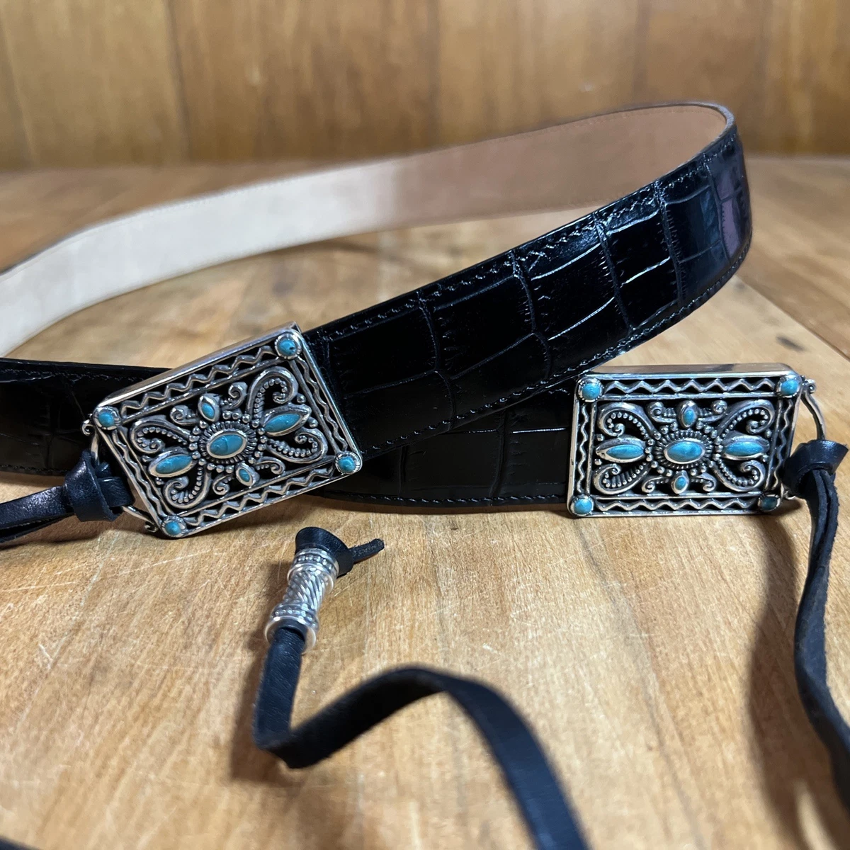 Brighton Black Leather Women’s Belt with Ornate Angel Silver-Tone Buckle Brighton Women main image 2