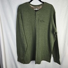 Realtree Waffle Knit Thermal Henley Long Sleeve Shirt Mens XL Green Hunting Hike