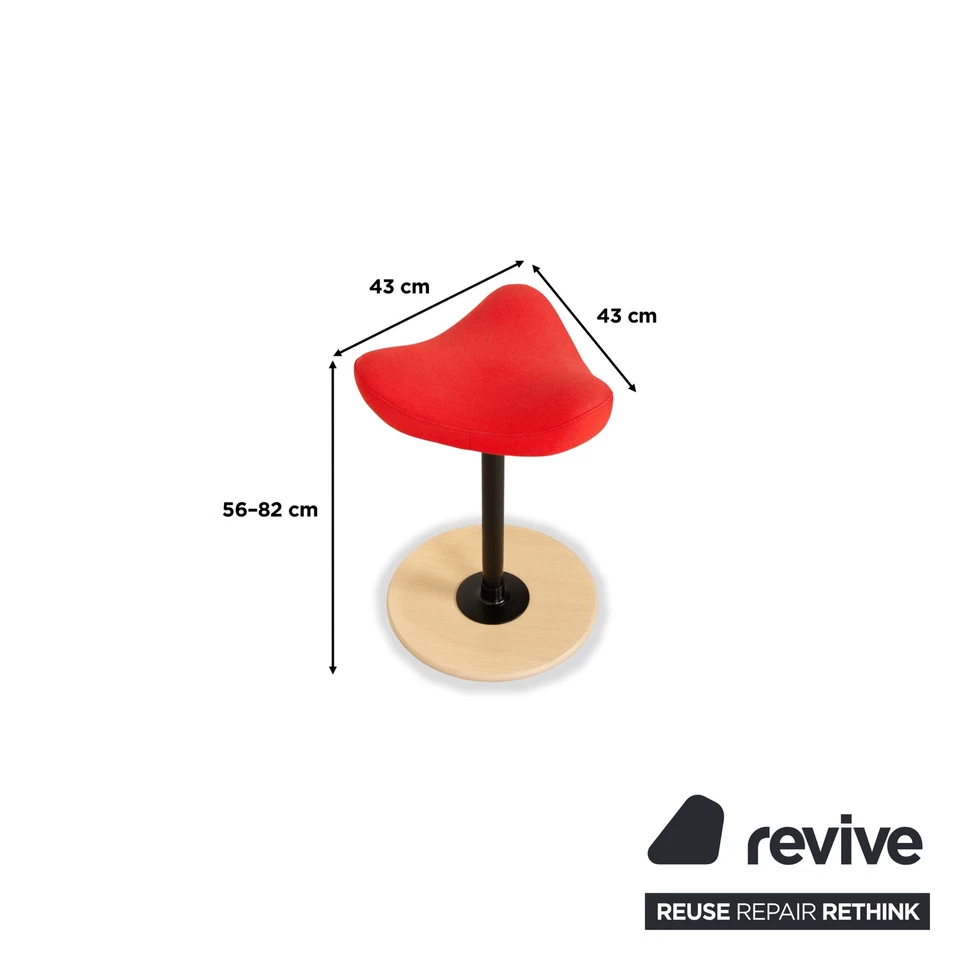 Varier Move Sitz-Steh Hocker Stuhl Rot Revive 634 Basis Natur Braun Holz Esche - Bild 2 von 4