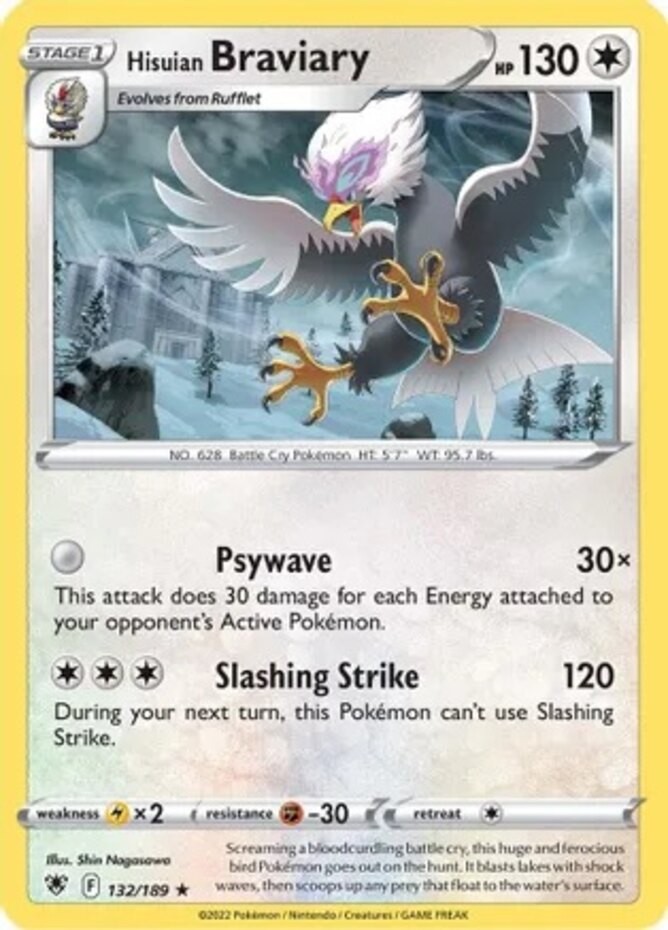 Hisuian Braviary - 132/189 - Rare (Lp) Astral Radiance - Colorless Pokémon
