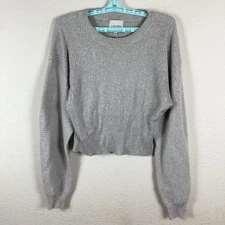 Pink Rose Womens Shirt Size L Large Top Long Sleeve Solid Soft Gray Excellent