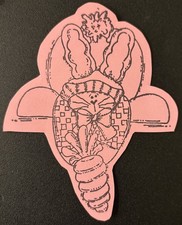 Limited Edition Whimsical Stitched Easter Bunny With Carrot Cling Rubber Stamp