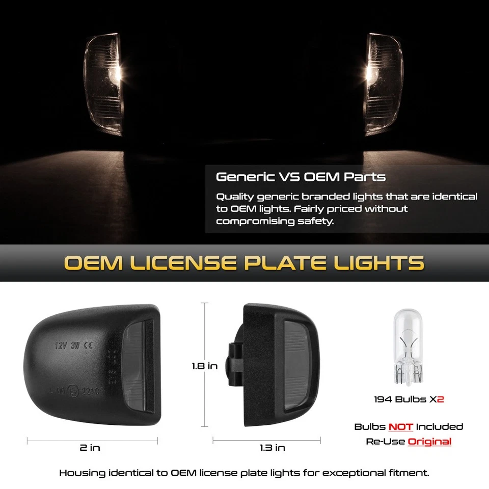 1999-2013 GMC Sierra 1500 2500 3500 Factory Style Black License Plate Light Lamp - Изображение 2 из 4