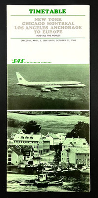1966 SAS Scandinavian Airlines Timetable New York Chicago VTG Travel Brochure