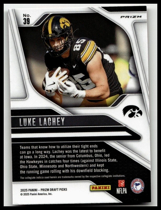 2025 Panini Prizm Draft Picks #39 Luke Lachey Prizms Red Ice