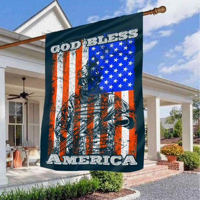 God Bless America Patriotic Veteran Memorial 4th Of July Garden Flag, House Flag
